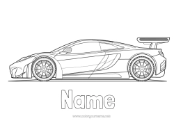 Colouring to customise Vehicles Car Course Cars, Vans And Motorhomes