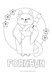 Gratis tegning Katt Dyr Japan Kimono Hunder og katter