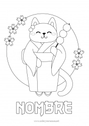 Colorear para personalizar Cat Animales Japón Kimono Perros y gatos