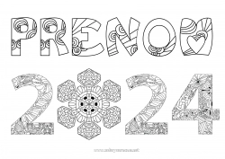 Coloriage gratuit Bonne année Flocons de neige Coloriages complexes 2024