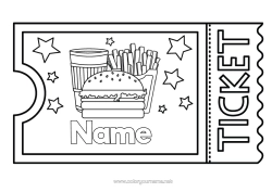 Free colouring Hamburger Ticket