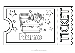 Free coloring Hamburger Ticket