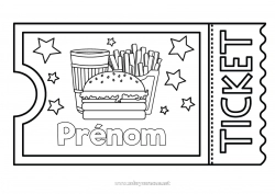 Coloriage gratuit Hamburger Ticket