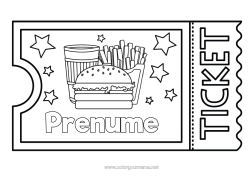 Pagină de colorat personalizată Hamburger Bilet