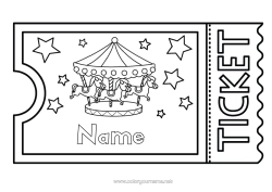 Colouring to customise Theme Park Ticket Funfair