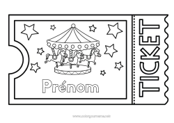 Coloriage gratuit Parc d'attractions Ticket