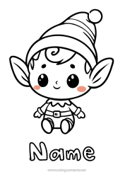 Free colouring Christmas Elves Elf colouring pages Playful Goblin Baby