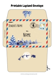 Coloring to customize Christmas Envelope Envelope to print Elf on the Shelf Trip Lapland Finland