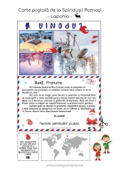 Pagină de colorat personalizată Moșneguții De Crăciun Polul Nord Călătoria Elfului De Crăciun Carte Poștală Laponia Finlanda Carte Poștală De Mai Mulți Spiriduși Mai Mulți Spiriduși Poznași