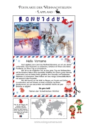 Malvorlage anpassen Weihnachtself Nordpol Reise des Weihnachtselfen Postkarte Lappland Finnland Postkarte von mehreren Elfen