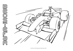 Farvelægningssiden for børn Sport Køretøjer Bil Formel 1 Kursus Biler, varevogne og campingvogne Motorsport