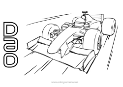 Free colouring Sport Vehicles Car Formula One Course Cars, vans and motorhomes Motor sports