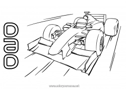 Child coloring page Sport Vehicles Car Formula 1 Race Cars, vans, and motorhomes Motor sports