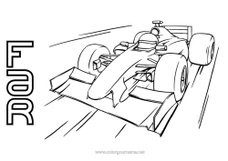 Farvelægningssiden for børn Sport Køretøjer Bil Formel 1 Kursus Biler, varevogne og campingvogne Motorsport