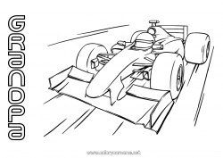 Child coloring page Vehicles Car Formula 1 Race Cars, vans, and motorhomes Motor sports