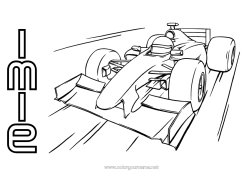 Kolorowanka dla dziecka Sport Pojazdy Samochód Formuła 1 Bieg Samochody, furgonetki i kampery Sporty motorowe