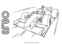 Kleurplaat voor kinderen Sport Voertuigen Auto Formule 1 Race Auto's, busjes en campers Motorsporten