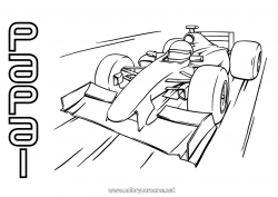 Página de desenho infantil Esporte Veículos Carro Fórmula 1 Corrida Voitures, vans et camping-cars Esportes Motorizados