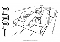 Coloriage enfant Véhicules Voiture Formule 1 Course Voitures, vans et camping-cars Sports mécaniques