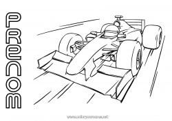 Coloriage à personnaliser Sport Véhicules Voiture Formule 1 Course Voitures, vans et camping-cars Sports mécaniques