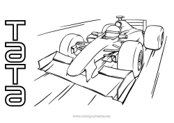Kolorowanka dla dziecka Sport Pojazdy Samochód Formuła 1 Bieg Samochody, furgonetki i kampery Sporty motorowe