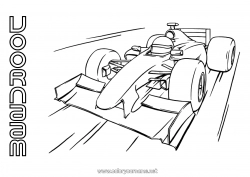 Kleurplaat voor kinderen Sport Voertuigen Auto Formule 1 Race Auto's, busjes en campers Motorsporten