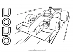 Página de desenho infantil Esporte Veículos Carro Fórmula 1 Corrida Voitures, vans et camping-cars Esportes Motorizados