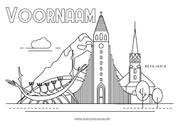 Kleurplaat aanpassen Stadsgezicht IJsland Viking