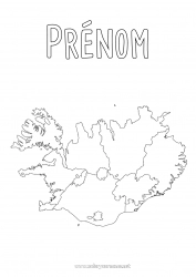 Coloriage gratuit Géographie Carte des pays Islande