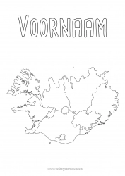 Gratis kleurplaat Geografie Wereldkaart IJsland