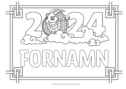 Gratis färgläggning Drake Kinesiskt nyår Drakar, enhörningar och fantastiska djur 2024