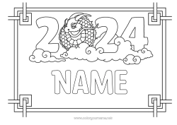 Coloring to customize Dragon Chinese New Year Dragons, unicorns and fantastic animals 2024