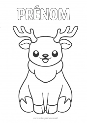 Coloriage gratuit Renne Animal Coloriages faciles Animaux de la forêt