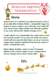 Colorare per personalizzare Campana Missione dell'Elf di Natale Lettere di elfi scherzosi