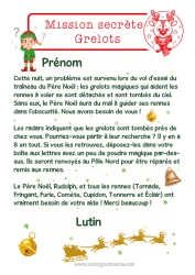 Coloriage gratuit Cloche Mission du lutin de Noël Lettres de lutins farceurs