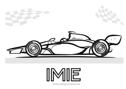 Kolorowanka dla dziecka Sport Pojazdy Samochód Formuła 1 Bieg Samochody, furgonetki i kampery Sporty motorowe