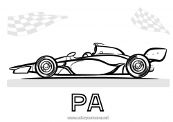 Kleurplaat voor kinderen Voertuigen Auto Formule 1 Race Auto's, busjes en campers Motorsporten