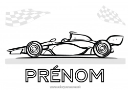 Coloriage gratuit Véhicules Voiture Formule 1 Course Voitures, vans et camping-cars Sports mécaniques