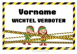 Malvorlage anpassen Weihnachtself Schild Tür