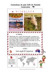 Disegno gratuito Australia Viaggio dell'elfo di Natale Cartolina Cartolina di vari elfi