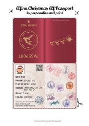 Colouring to customise Christmas Elves North Pole Mischievous Elf's Journey Goblin Passport Trickster Goblin Identification Papers