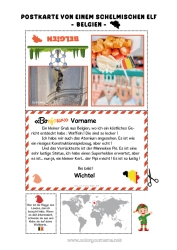 Kostenlose Malvorlage Belgien Reise des Weihnachtselfen Postkarte Postkarte von einem einzigen Elf