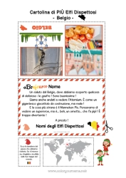 Colorare per personalizzare Belgio Viaggio dell'elfo di Natale Cartolina Cartolina di vari elfi