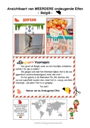 Gratis kleurplaat België Kerstelfreis Ansichtkaart Ansichtkaart van meerdere elfen