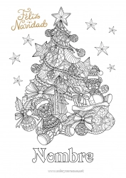 Colorear para personalizar Regalos árbol de Navidad Bolas de Navidad Decoración navideña Capucha Dibujos complejos para colorear Zentangle Mensaje “Feliz Navidad”