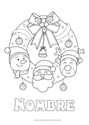 Colorear gratis Papá Noel Reno Muñeco de nieve Corona navideña Animales del bosque