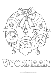 Gratis tekening Kerstman Rendier Sneeuwpop Kerstkrans Bosdieren