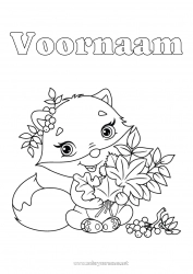 Gratis tekening Schattig Herfst Vos Dier Bladeren Bosdieren Vlier