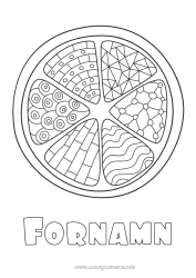 Färgläggningssida att anpassa Zentangle Pizza
