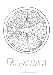 Fargeleggingssiden å tilpasse Zentangle Pizza